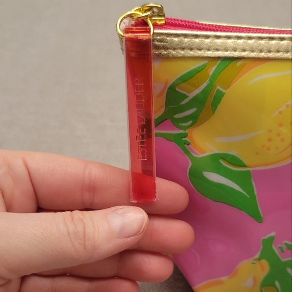 Lilly Pulitzer/Estee Lauder NWOT Small Plastic Make-Up Bag PINK W/LEMONS - Picture 4 of 11